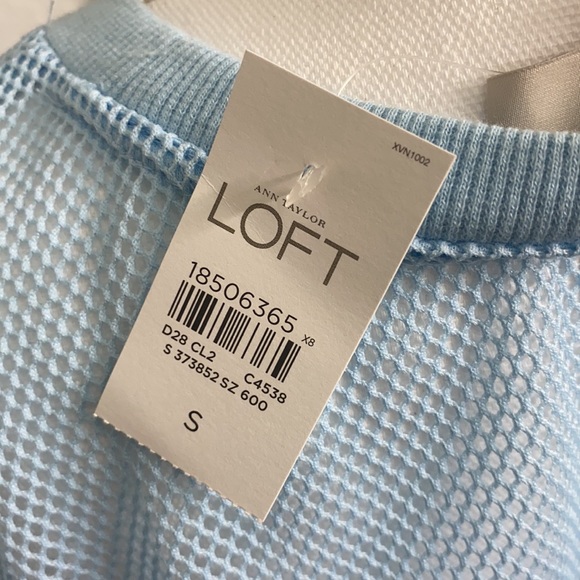 NWT Women’s LOFT Baby Blue Mesh Crochet Blouse Size Small - Picture 6 of 8